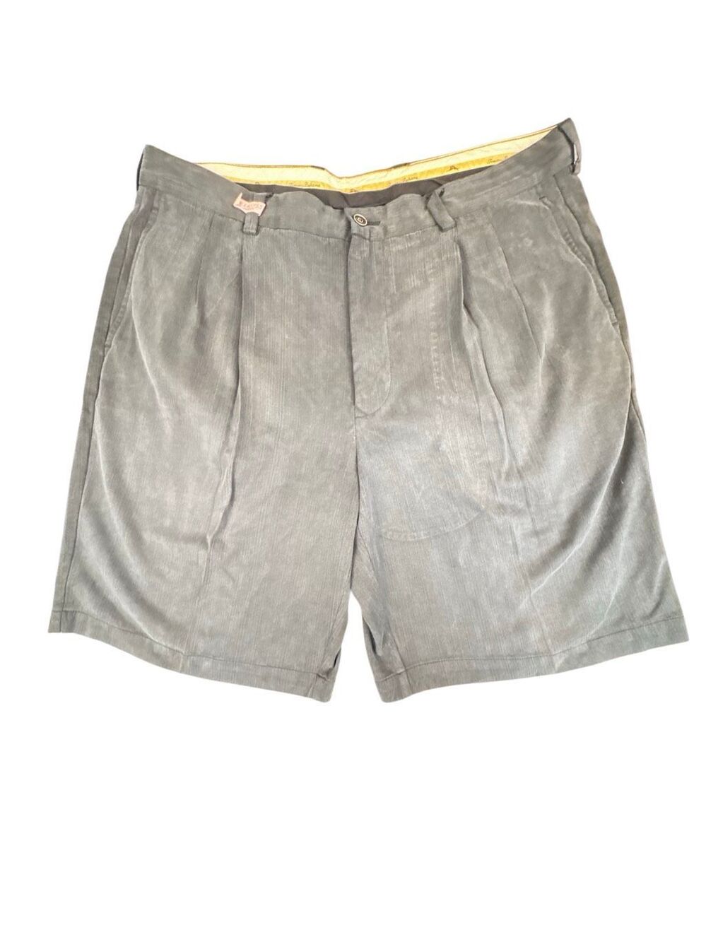 Tommy Bahama Mens 36 Silk Bamboo Shorts Gray Herringbone Pleated Luxury